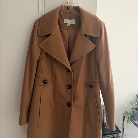 Anne Klein Camel Double-Breasted Pea Coat - Picture 2 of 6